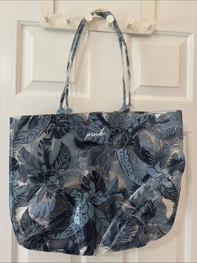 PINK Victoria's Secret Blue Floral Clear Beach Tote
